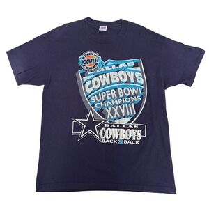 Vintage 1994 Dallas Cowboys Super Bowl XXVIII Champions T-Shirt XL Anvil 90s